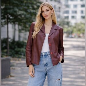 Vintage Burgundy genuine lamb Leather Jacket size XL